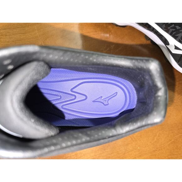 Mens Mizuno Size 12 Select Nine TPU Mid Molded Baseball Cleat Adult Black/White - Picture 5 of 7